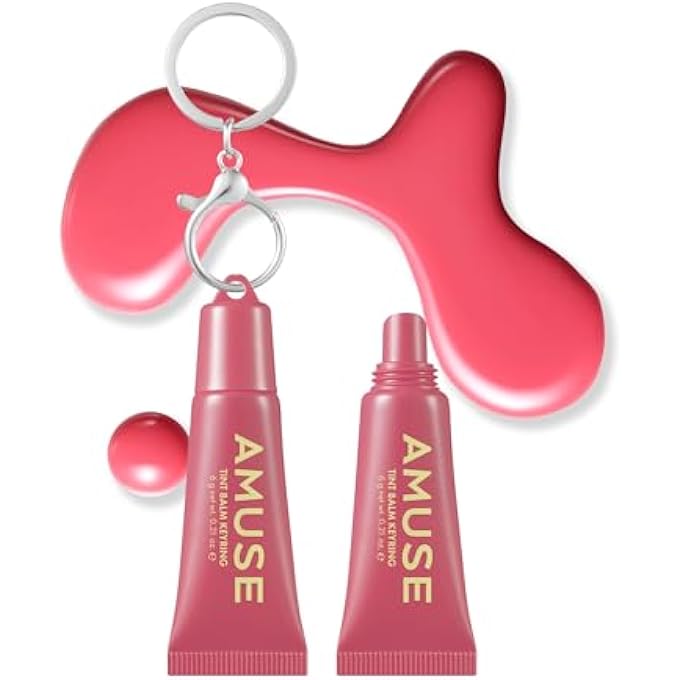 Amuse CARE TINT LIP BALM KEYRING | HYDRATING LIP BALM + KEYRING, RICE EXTRACT & MULTI-PEPTIDE COMPLEX, KOREAN VEGAN MAKEUP | 0.21 OZ (05 ROSE ME) - Image 1